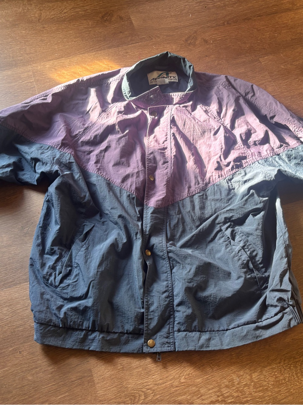 Vintage 90s Affinity XL Colorblock Windbreaker Jacket Golf Purple Blue Nylon
